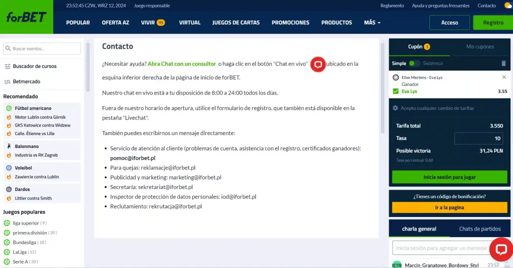 Atención al cliente de ForBet